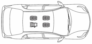(Véhicule) 3 places assises + 1 fauteuil roulant