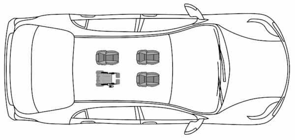(Véhicule) 3 places assises + 1 fauteuil roulant