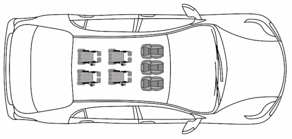 (Minibus) 3 places assises + 4 fauteuils roulants