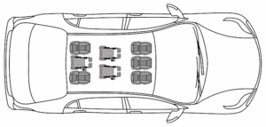 (Minibus) 5 places assises + 3 fauteuils roulants
