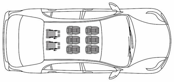(Minibus) 6 places assises + 2 fauteuils roulants